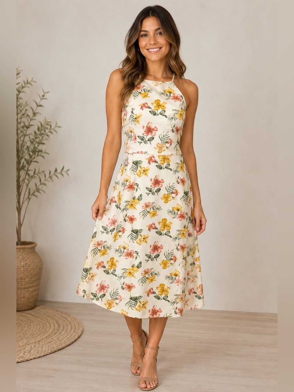 NWT Hollister Floral Midi Casual Simple Sleeveless Dress Size Woman's Small
